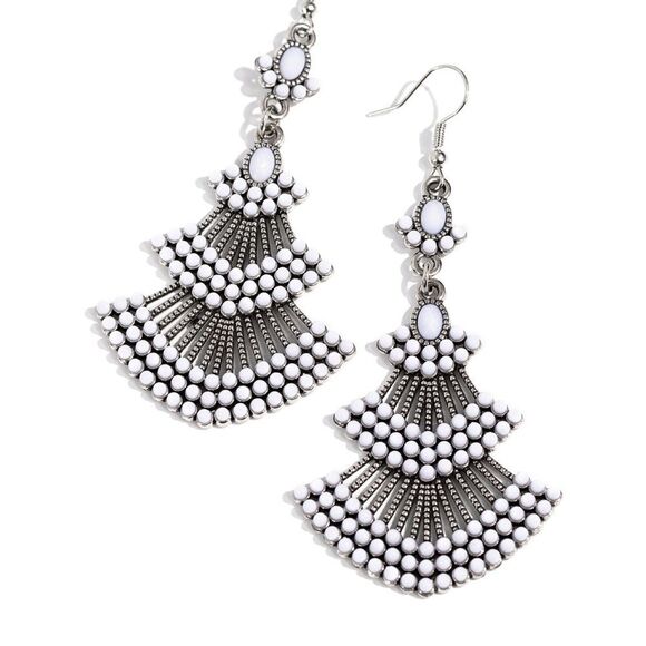 Vintage Faux White Seed Pearl Lariat Necklace & Paparazzi Earrings. - Picture 4 of 6